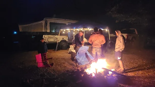 Camping at 281 Offroad Park overnight with tents and fire