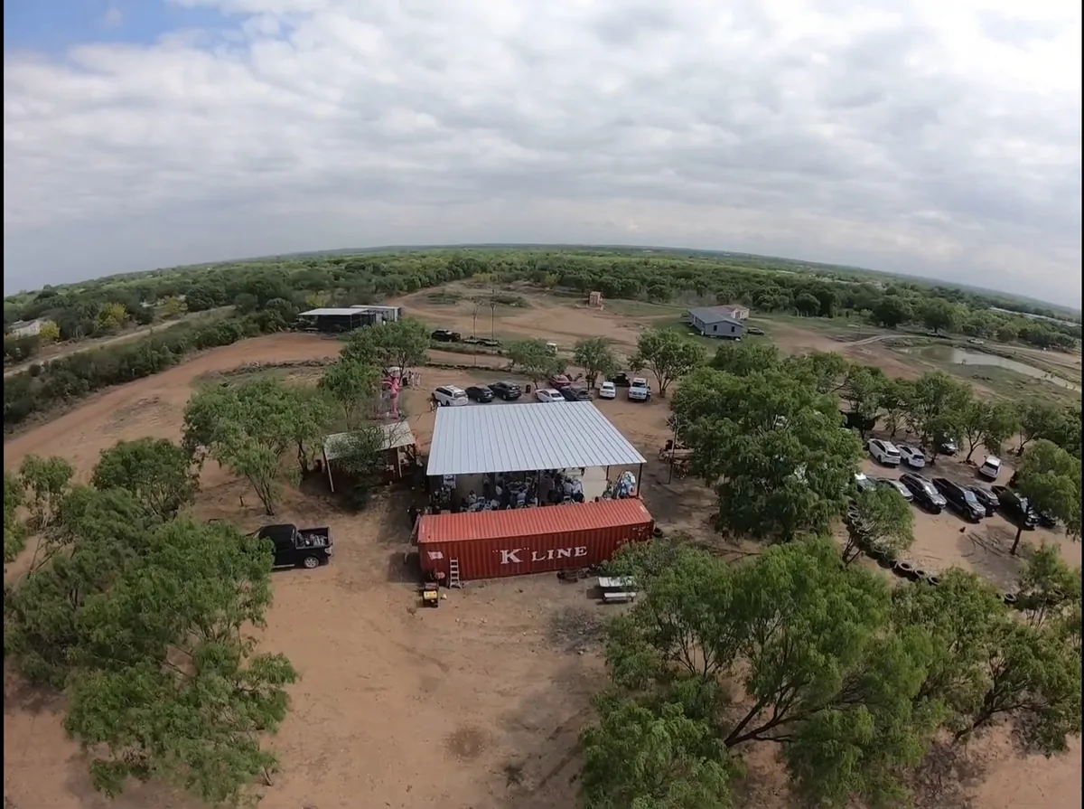 Party pavilion aerial view at 281 Offroad Park San Antonio venue rental