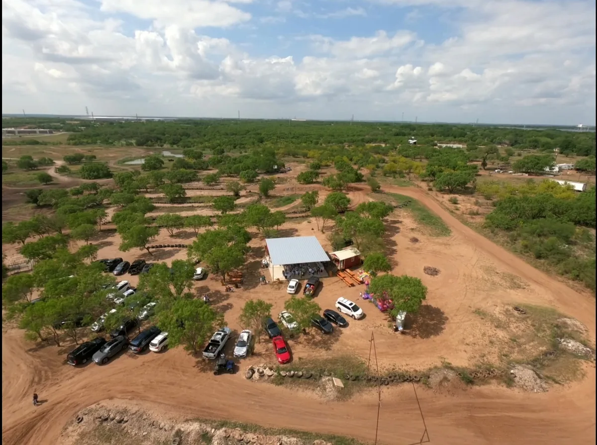 40x40 Party Pavilion aerial view at 281 Offroad Park San Antonio venue rental